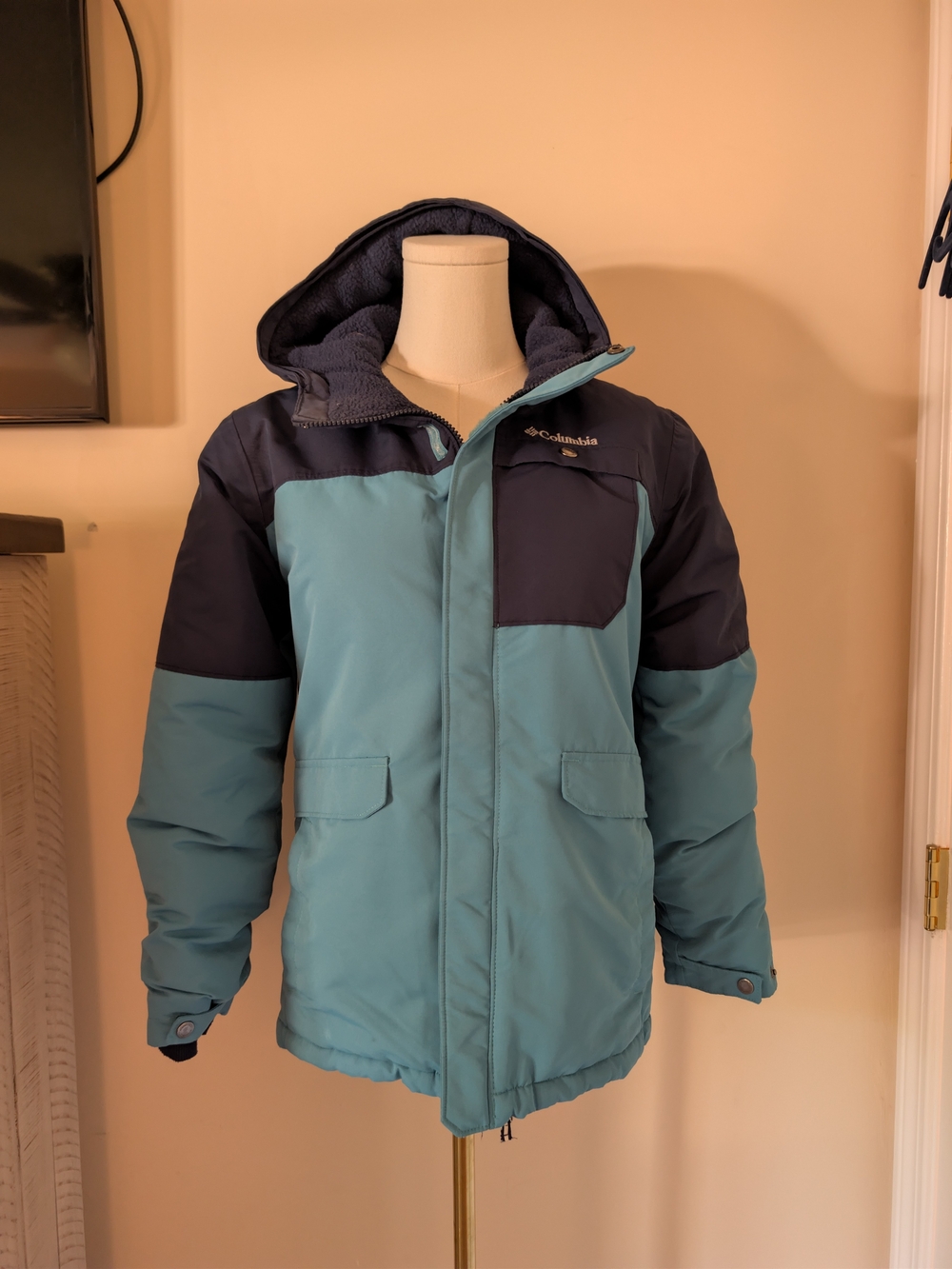 ​Columbia Kids L 14/16 Blue Omni-Heat Waterproof Winter Jacket Coat Out-Grown